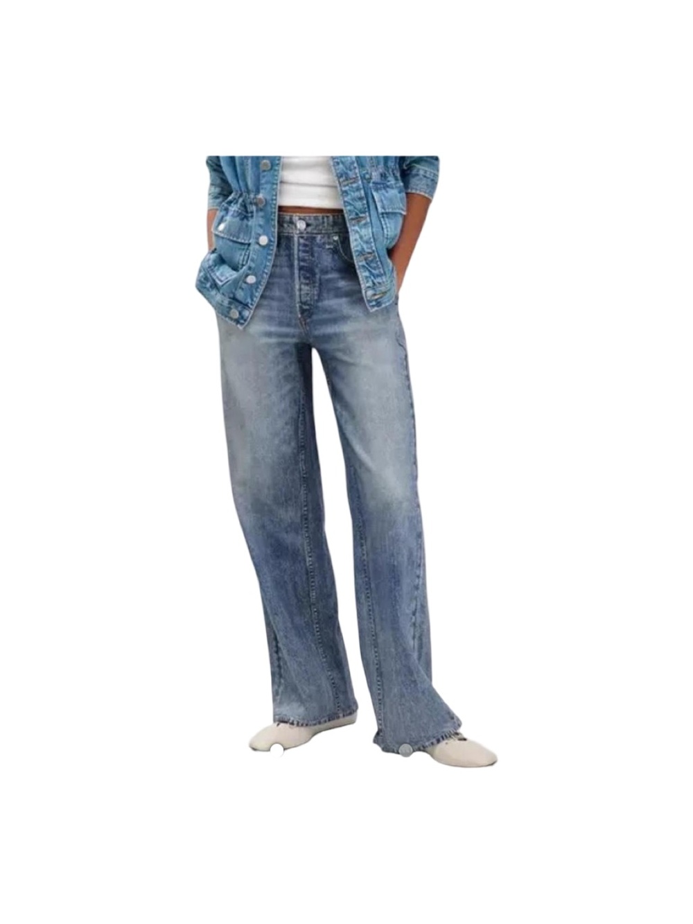 Rag & Bone Light Blue Wide-Leg Denim Jeans 28
